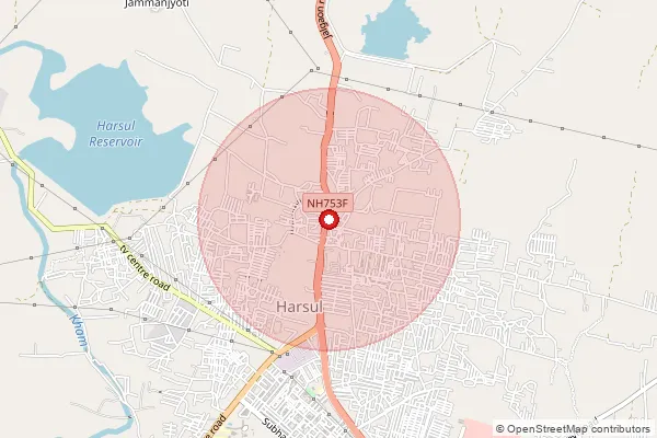 Map showing approximate area covered by Pincode 431008 — Adgaon Sarak B.O, Aurangabad