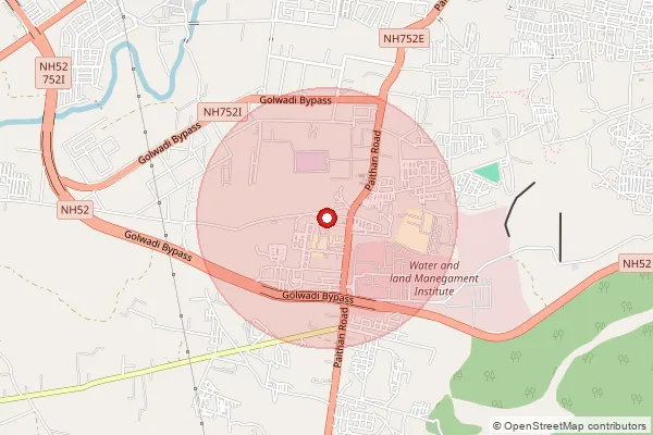 Map showing approximate area covered by Pincode 431011 — Kanchanwadi So, Aurangabad