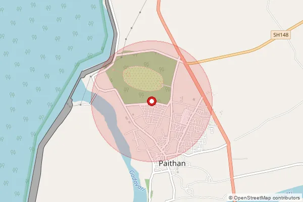 Map showing approximate area covered by Pincode 431107 — Paithan S.O, Aurangabad