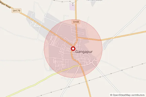Map showing approximate area covered by Pincode 431109 — Singhi B.O, Aurangabad
