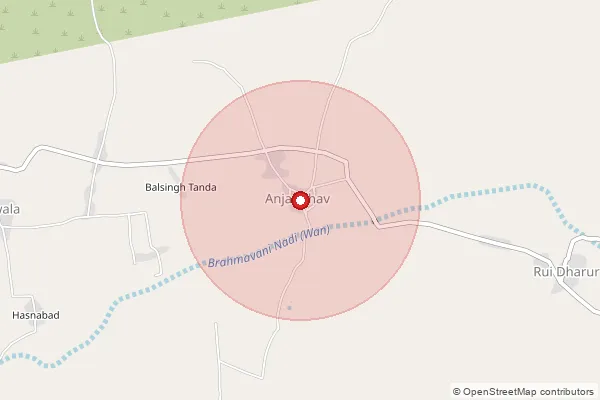 Map showing approximate area covered by Pincode 431124 — Choramba B.O, Beed