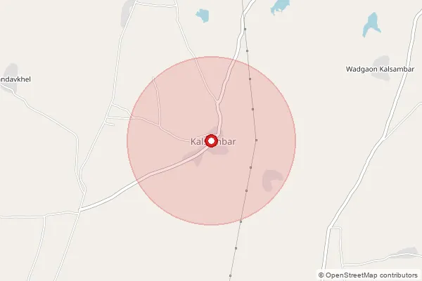Map showing approximate area covered by Pincode 431125 — Kalsambar B.O, Beed