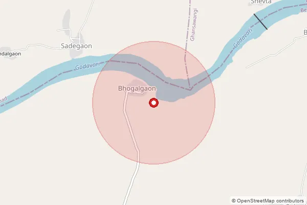 Map showing approximate area covered by Pincode 431127 — Talwada B.O, Beed
