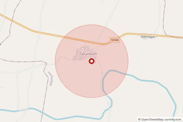 Map showing approximate area covered by Pincode 431129 — Bhendtakli B.O, Beed