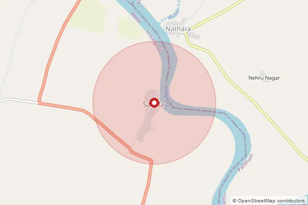 Map showing approximate area covered by Pincode 431131 — Rajewadi B.O, Beed