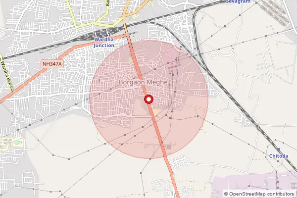 Map showing approximate area covered by Pincode 431135 — Gavli Tanda B.O, Aurangabad