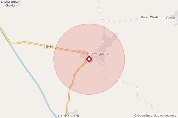 Map showing approximate area covered by Pincode 431142 — Kesapuri Camp S.O, Beed