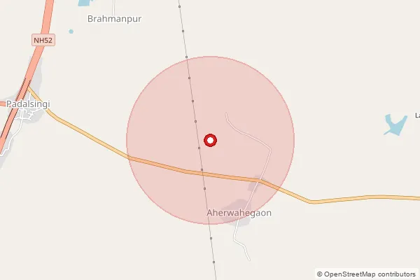 Map showing approximate area covered by Pincode 431143 — Pachegaon B.O, Beed