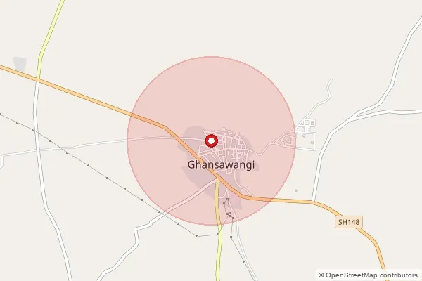 Map showing approximate area covered by Pincode 431209 — Khapardev Hivra B.O, Jalna