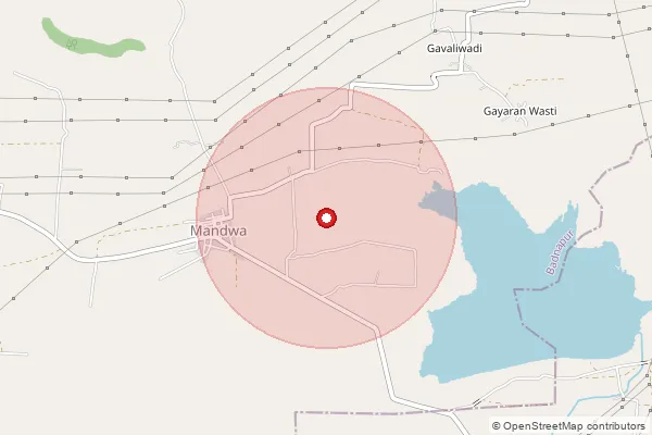 Map showing approximate area covered by Pincode 431213 — Mandwa B.O, Jalna