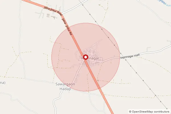 Map showing approximate area covered by Pincode 431214 — Seoli B.O, Jalna