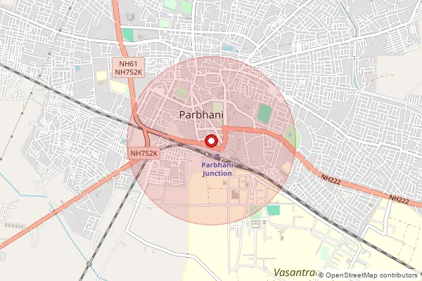 Map showing approximate area covered by Pincode 431401 — Parbhani H.O, Parbhani