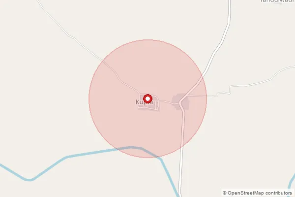 Map showing approximate area covered by Pincode 431503 — Kundi B.O, Parbhani