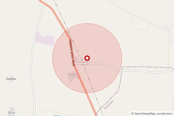 Map showing approximate area covered by Pincode 431508 — Chandaj B.O, Parbhani