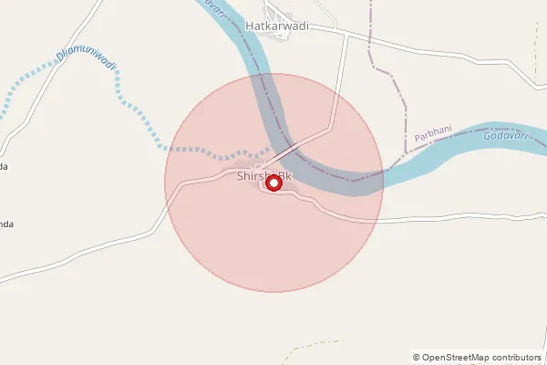 Map showing approximate area covered by Pincode 431516 — Dighol Islampur B.O, Parbhani