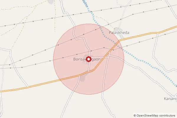 Map showing approximate area covered by Pincode 431518 — Borisawargaon B.O, Beed