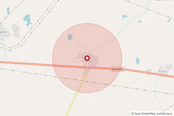 Map showing approximate area covered by Pincode 431519 — Ujani B.O, Beed