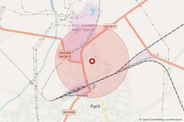 Map showing approximate area covered by Pincode 431520 — Parli Tps S.O, Beed