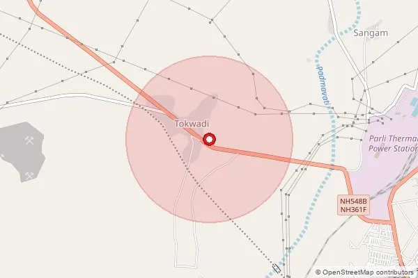 Map showing approximate area covered by Pincode 431530 — Belamba B.O, Beed