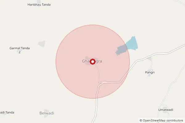 Map showing approximate area covered by Pincode 431536 — Banvas B.O, Parbhani