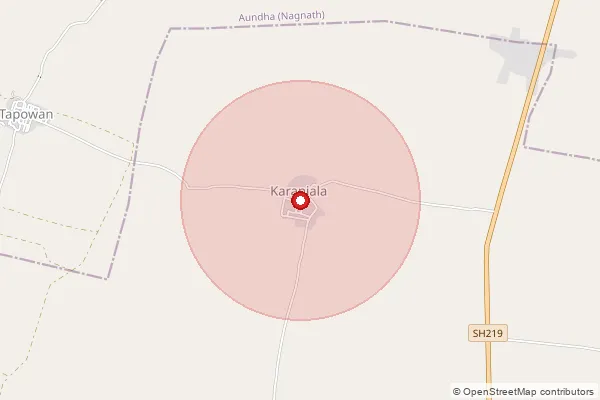 Map showing approximate area covered by Pincode 431543 — Borisawant B.O, Hingoli