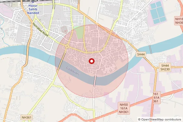 Map showing approximate area covered by Pincode 431604 — Karimabad Nanded S.O, Nanded
