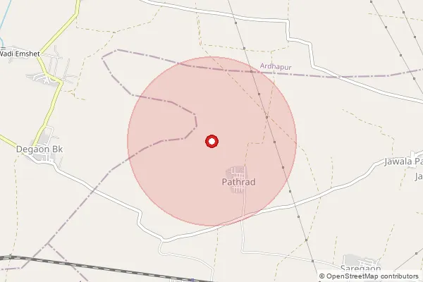 Map showing approximate area covered by Pincode 431707 — Dahikalamba B.O, Nanded