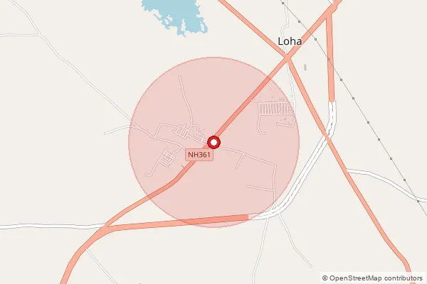 Map showing approximate area covered by Pincode 431708 — Berli B.O, Nanded