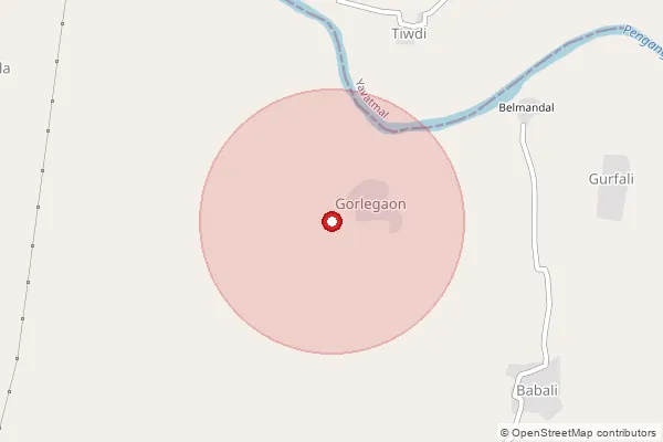 Map showing approximate area covered by Pincode 431712 — Baradshewala B.O, Nanded