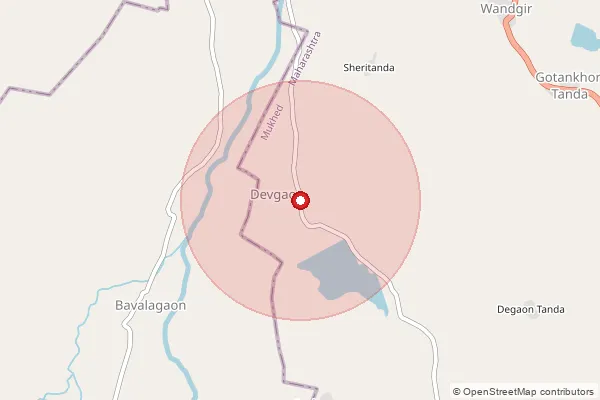 Map showing approximate area covered by Pincode 431719 — Halni B.O, Nanded