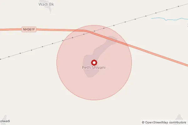 Map showing approximate area covered by Pincode 431720 — Kerwadi B.O, Parbhani