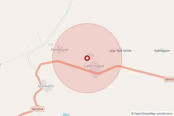 Map showing approximate area covered by Pincode 431721 — Malakaguda B.O, Nanded