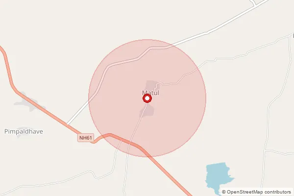 Map showing approximate area covered by Pincode 431801 — Bembari B.O, Nanded