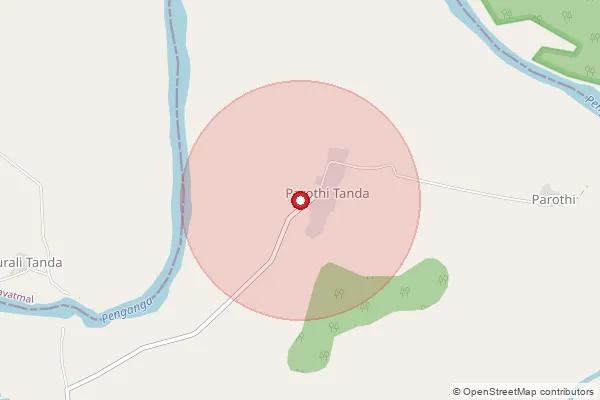 Map showing approximate area covered by Pincode 431803 — Malakjamb B.O, Nanded