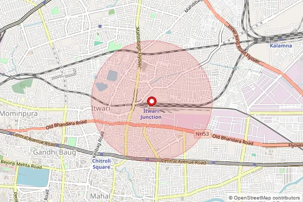 Map showing approximate area covered by Pincode 440002 — Nagpur City H.O, Nagpur