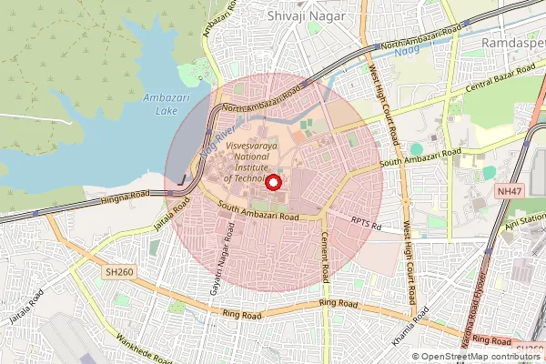 Map showing approximate area covered by Pincode 440010 — Khare Town S.O, Nagpur