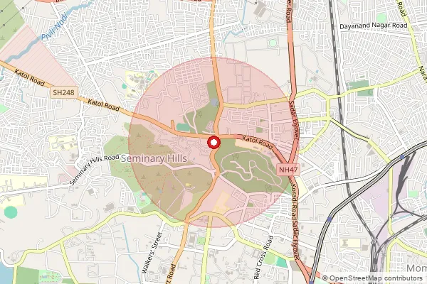 Map showing approximate area covered by Pincode 440013 — Borgaon Road S.O, Nagpur