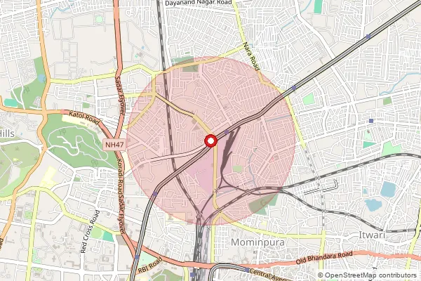 Map showing approximate area covered by Pincode 440014 — Jaripatka S.O, Nagpur