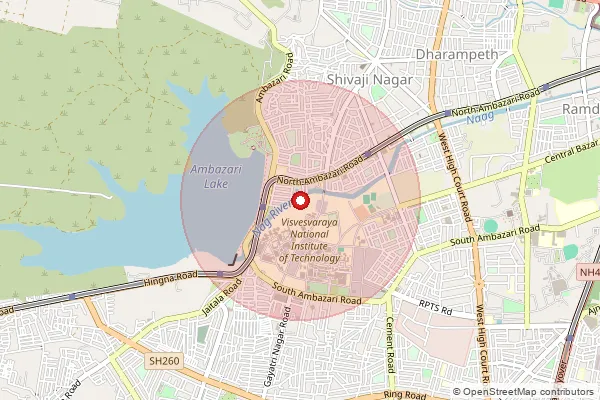Map showing approximate area covered by Pincode 440021 — A.D. Project S.O, Nagpur