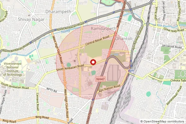 Map showing approximate area covered by Pincode 440022 — Shradhananpeth S.O, Nagpur