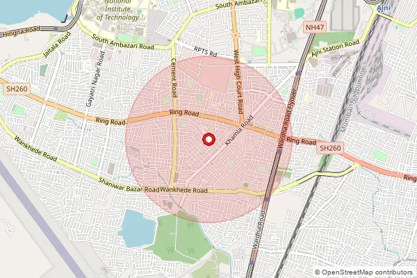 Map showing approximate area covered by Pincode 440025 — Khamla S.O, Nagpur