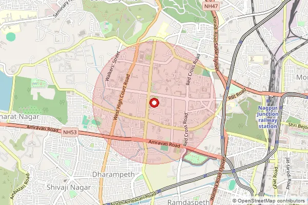 Map showing approximate area covered by Pincode 440032 — Mahal S.O (Nagpur), Nagpur