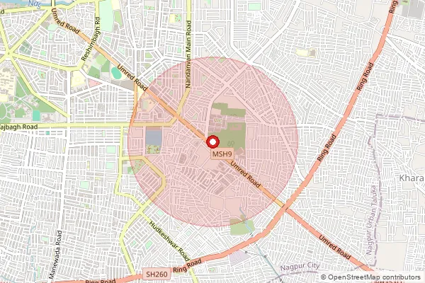 Map showing approximate area covered by Pincode 440034 — Mhalginagar S.O, Nagpur