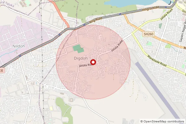 Map showing approximate area covered by Pincode 440036 — Jaitala S.O, Nagpur