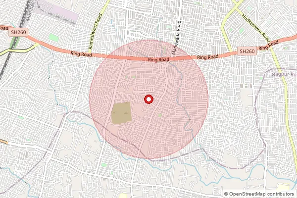 Map showing approximate area covered by Pincode 440037 — Besa Road S.O, Nagpur