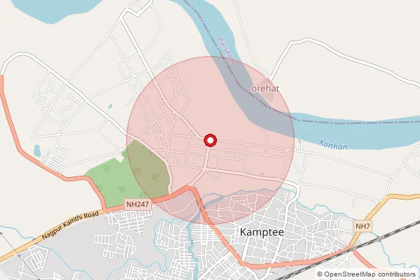 Map showing approximate area covered by Pincode 441001 — Kamthi H.O, Nagpur