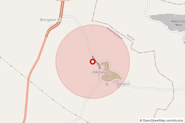 Map showing approximate area covered by Pincode 441105 — Suwardhara, Nagpur