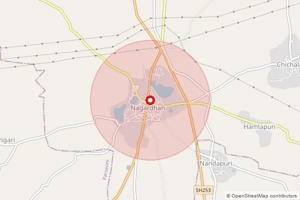 Map showing approximate area covered by Pincode 441106 — Kachurwahi B.O, Nagpur