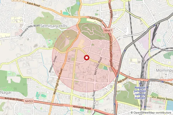 Map showing approximate area covered by Pincode 441109 — Sillewara Project S.O, Nagpur