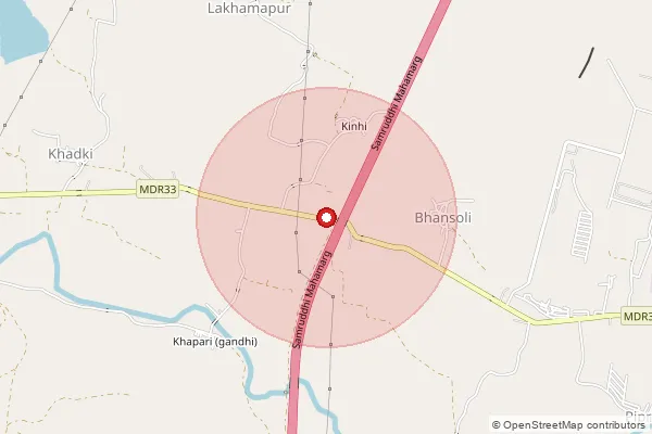 Map showing approximate area covered by Pincode 441110 — Amgaon Deori B.O, Nagpur